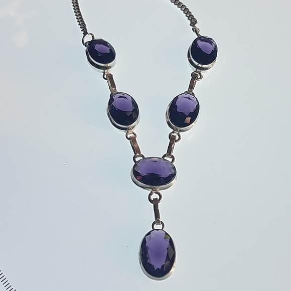 Nwot!! Amethyst 925 sterling necklace handmade - Picture 1 of 9